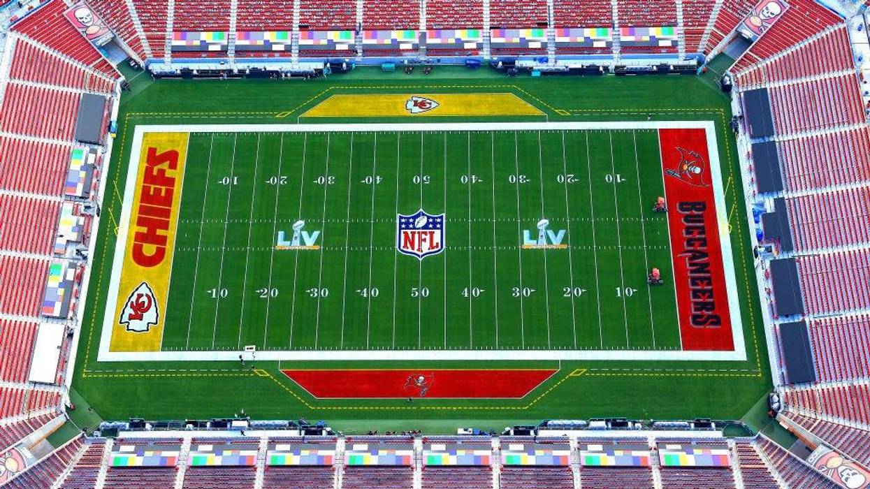 An aerial view of Raymond James Stadium ahead of Super Bowl LV