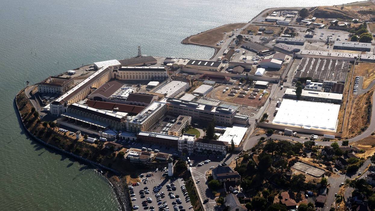 An aerial view San Quentin State Prison on July 08, 2020 in San Quentin, California.