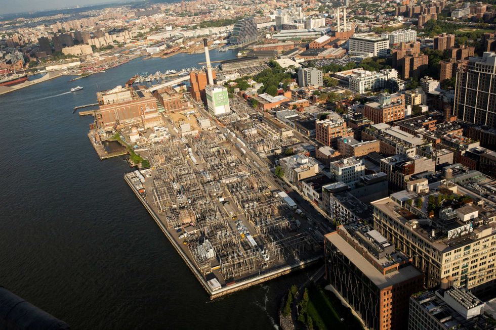 An aerial view shows the Con Edison Farragut Substation in Brooklyn in August 2021
