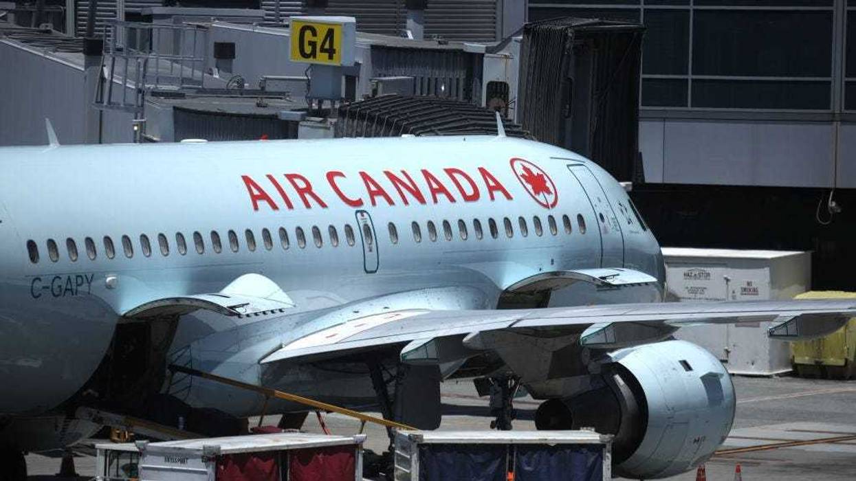 An Air Canada plane sits parked at the gate at San Francisco International Airport on June 30, 2020 in San Francisco, California.