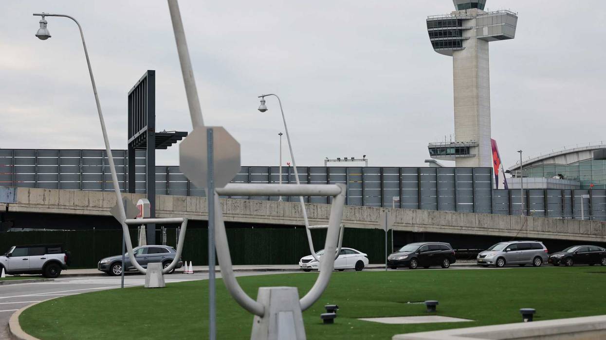 An air traffic control tower is seen at JFK Airport on Jan. 11, 2023, in New York City
