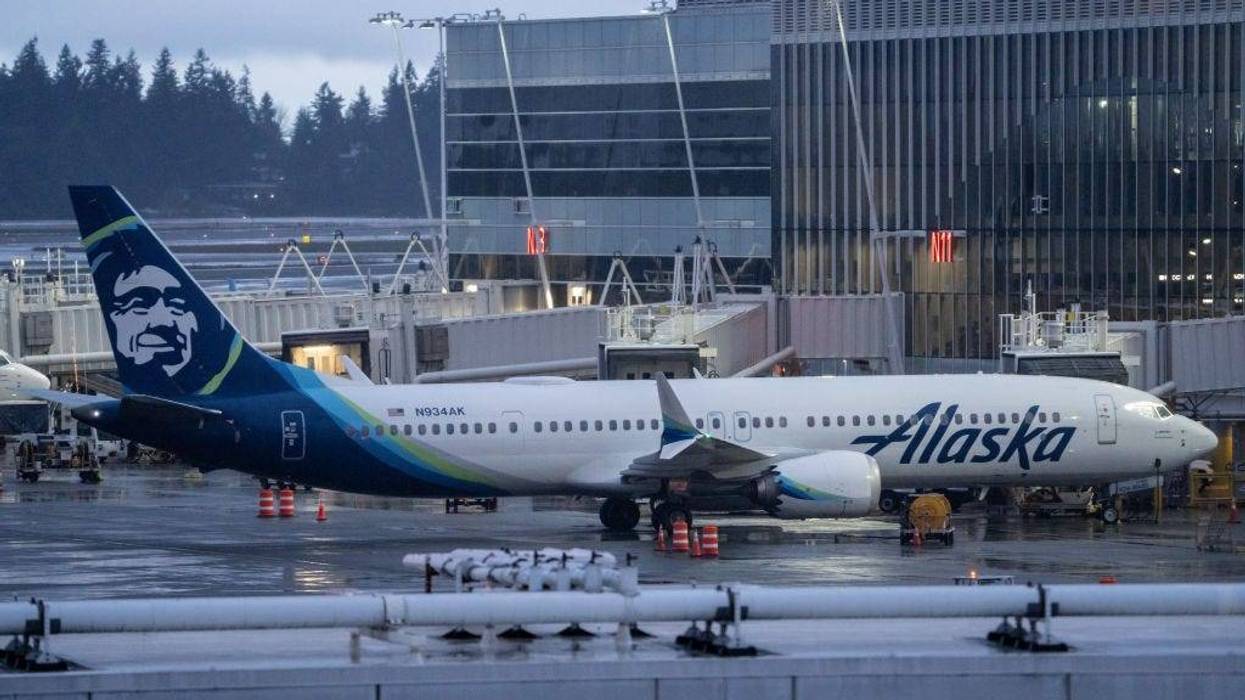An Alaska Airlines Boeing 737 MAX 9 plane sits at a gate at Seattle-Tacoma International Airport on January 6, 2024 in Seattle, Washington.
