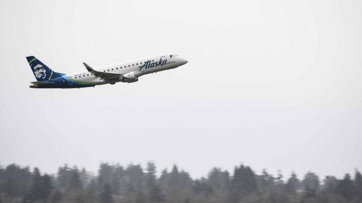 An Alaska Airlines Embraer aircraft is seen taking off at Portland International Airport on January 9, 2024 in Portland, Oregon. NTSB investigators are continuing their inspection on the Alaska Airlines N704AL Boeing 737 MAX 9 aircraft following a midair fuselage blowout on Friday, January 5. None of the 171 passengers and six crew members were seriously injured. (Photo by Mathieu Lewis-Rolland/Getty Images)