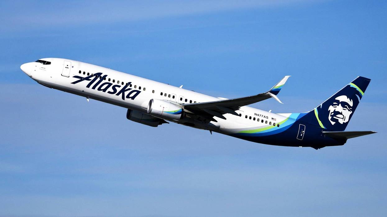 An Alaska Airlines plane takes off from Los Angeles International Airport (LAX) on December 4, 2023 in Los Angeles, California.