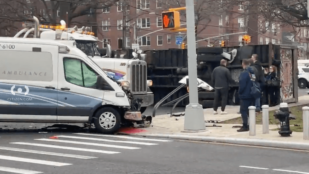 An ambulance and a box truck collided in the Bronx Tuesday morning