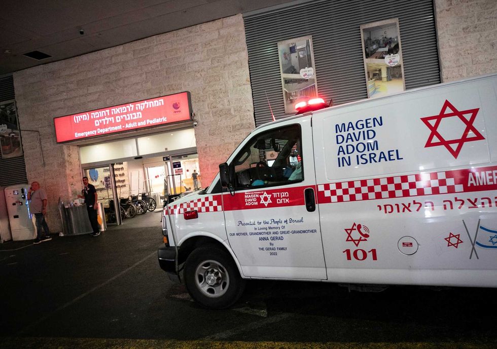 An ambulance arrives at a hospital in Ashkelon, south Israel, Oct. 9, 2023.