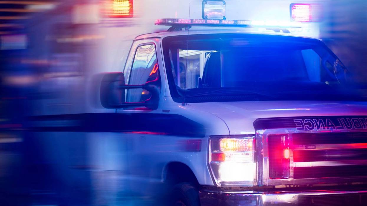 An ambulance responds to the scene of an emergency.