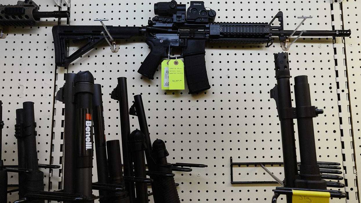 An AR-15 rifle is seen at a gun shop in North Carolina.