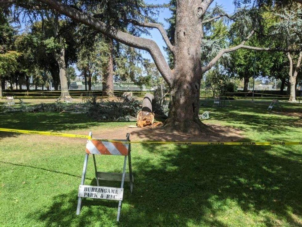 An area is closed off in Burlingame