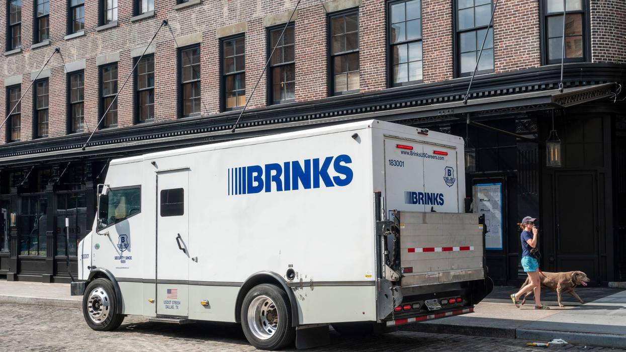 An armored truck from The Brink's Company in the Meatpacking District in New York