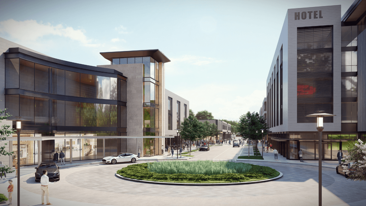 An artist's rendering of a street-level view of the new 'District 46 at CrossCountry Mortgage Campus' to be built in Berea, Ohio off Lou Groza Blvd. and Front St.