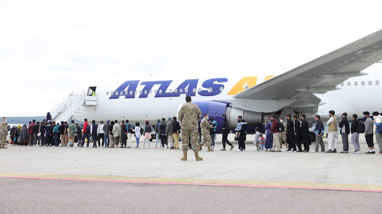 An Atlas plane taking Afghan evacuees.