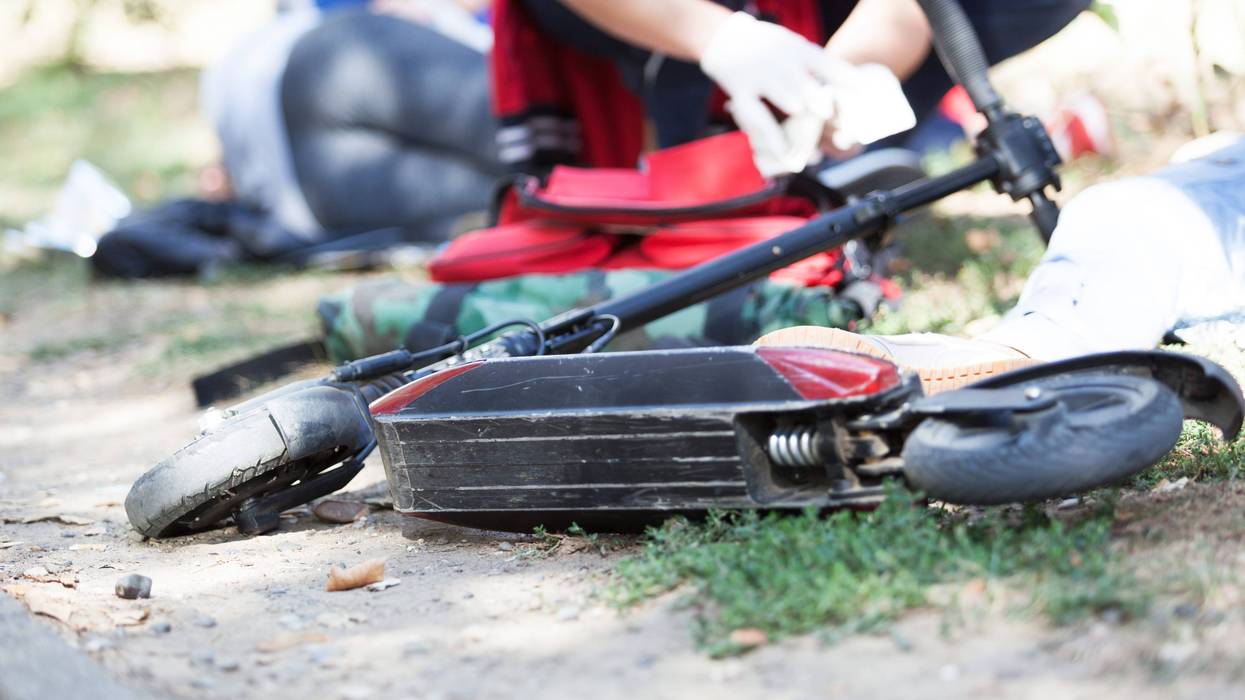 An e-scooter accident.