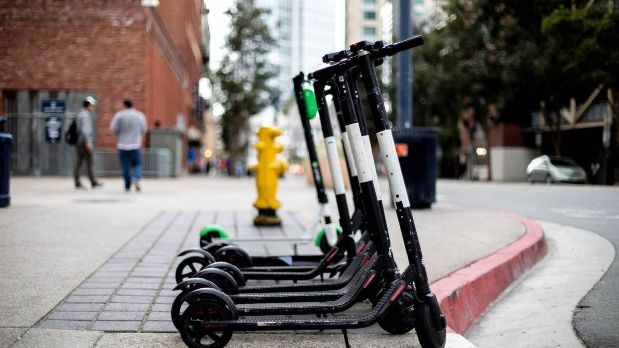 An elderly woman was hit by a man riding a scooter in San Francisco.
