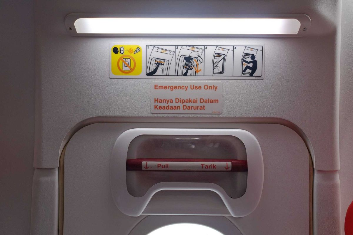 An emergency door in the aircraft cabin that will be used in the event of a situation that endangers passengers.