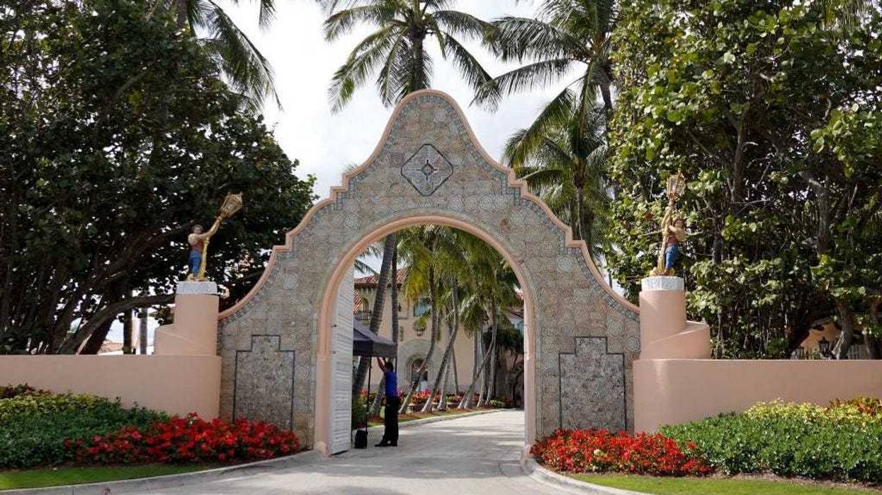 An entranceway to former President Donald Trump's Mar-a-Lago resort on February 11, 2022 in Palm Beach, Florida.