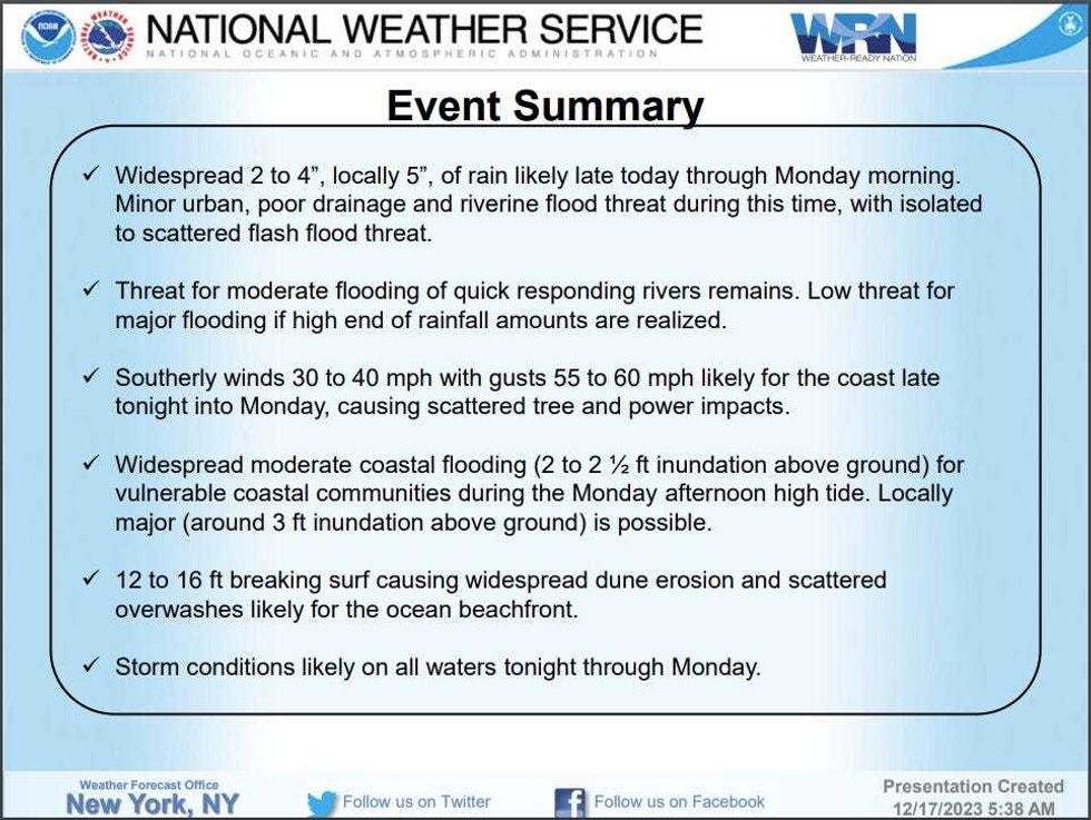 An event summary for Sunday night