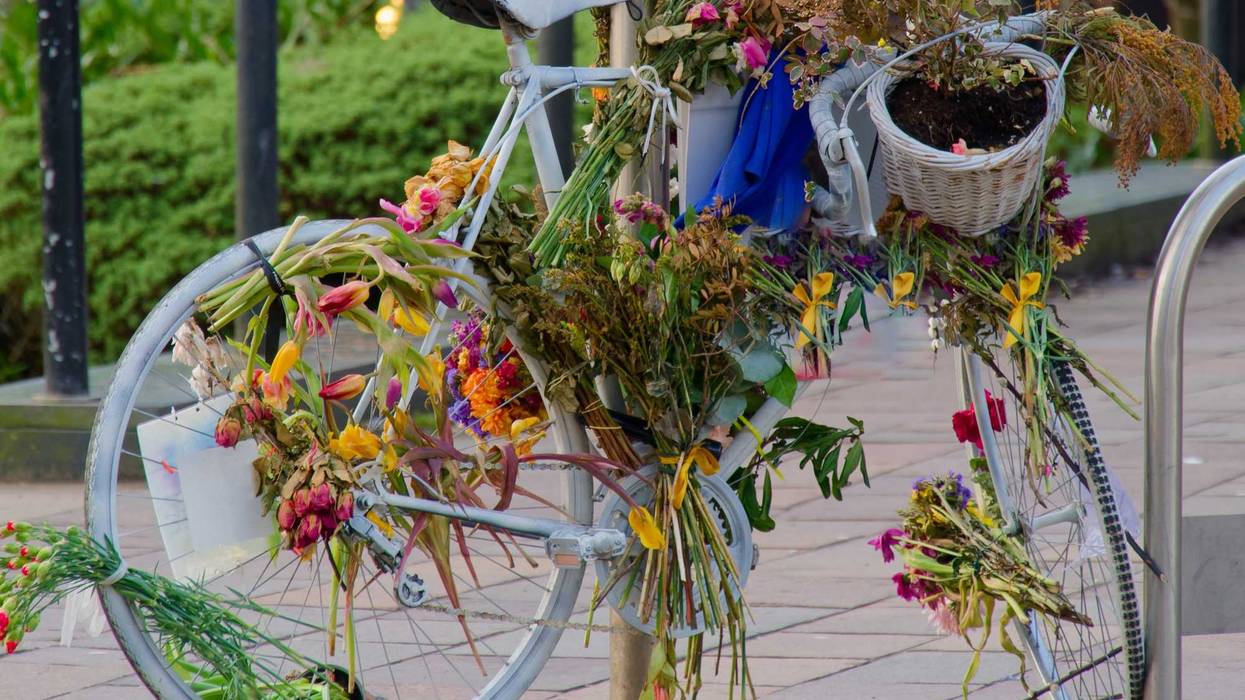 An example of a ghost bike, like the one that was installed in 2022 near Balbo Drive and DuSable Lake Shore Drive.