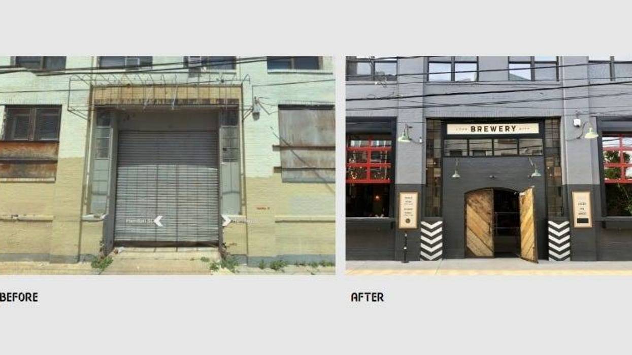 An example of the growing Spring Arts neighborhood, representing Love City Brewing before and after.