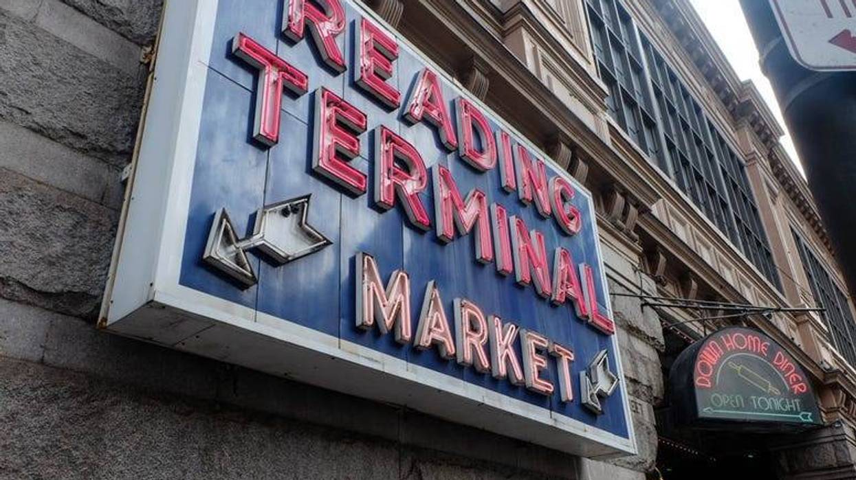 An exterior sign for Reading Terminal Market.