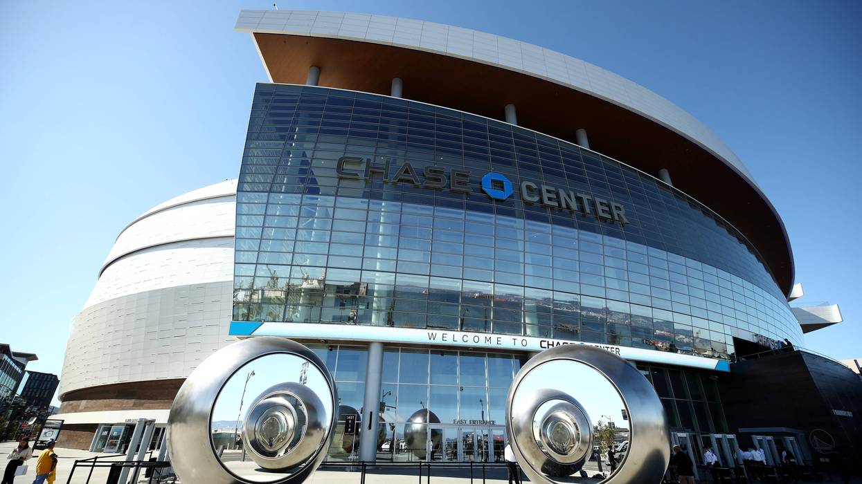 An exterior view of the Chase Center before the Golden State Warriors game against the Los Angeles Lakers on October 05, 2019 in San Francisco, California.