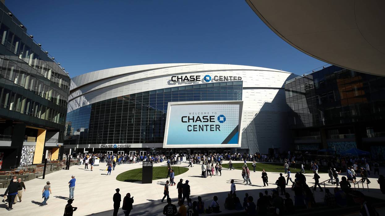 An exterior view of the Chase Center before the Golden State Warriors game against the Los Angeles Lakers on October 05, 2019 in San Francisco.