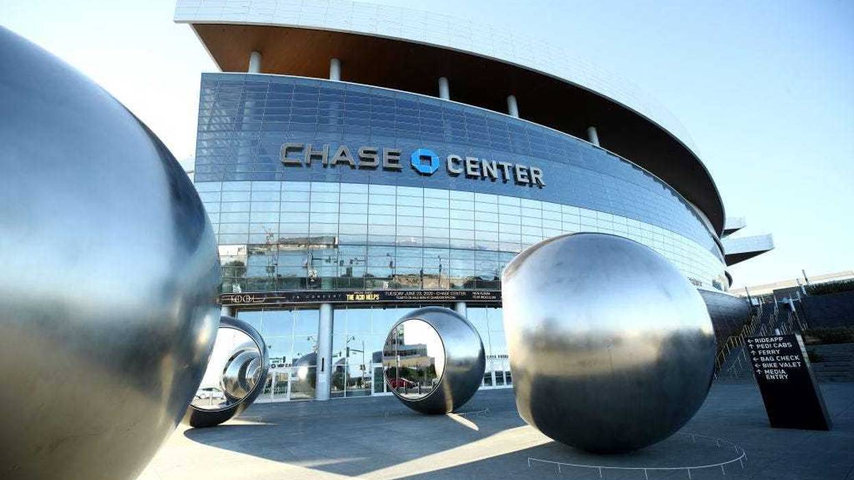 An exterior view of the Chase Center, where the NBA Golden State Warriors play on March 12, 2020 in San Francisco, California.