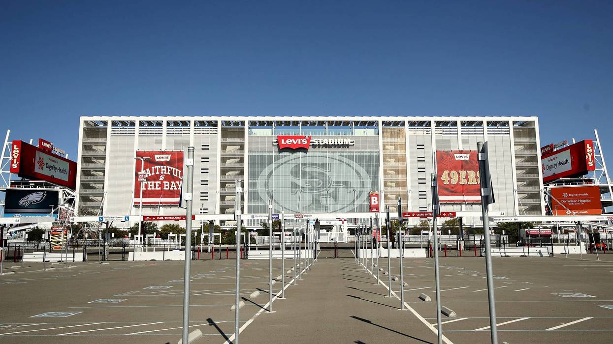 An exterior view of the stadium prior to the Philadelphia Eagles v San Francisco 49ers game at Levi's Stadium on October 04, 2020 in Santa Clara, California.
