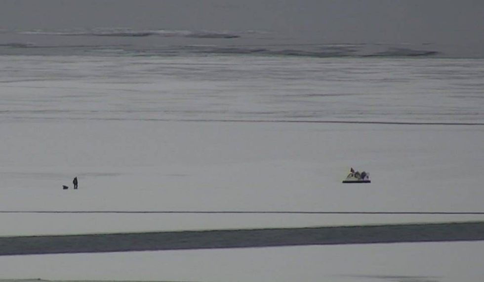 An ice fisherman in the Upper Peninsula had a close call after he got stuck on an ice floe and blown out into the St. Mary