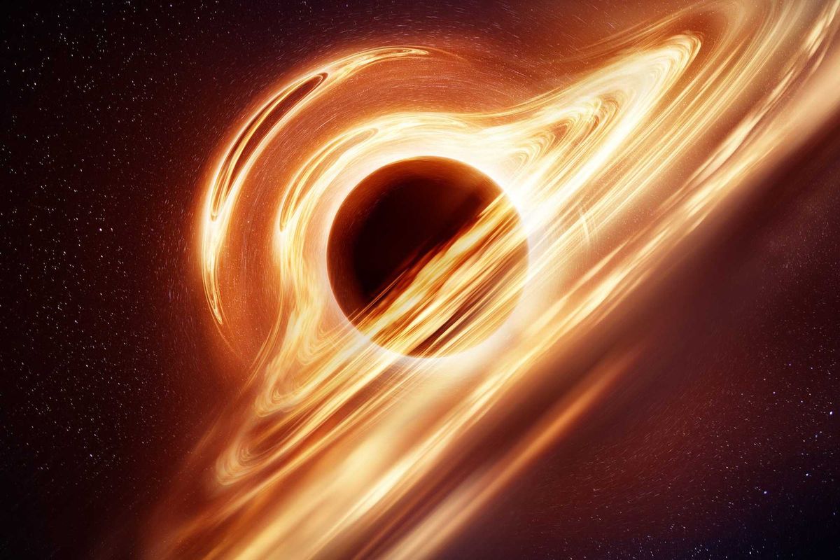 An illustration of what a black hole with an accretion disk may look like.