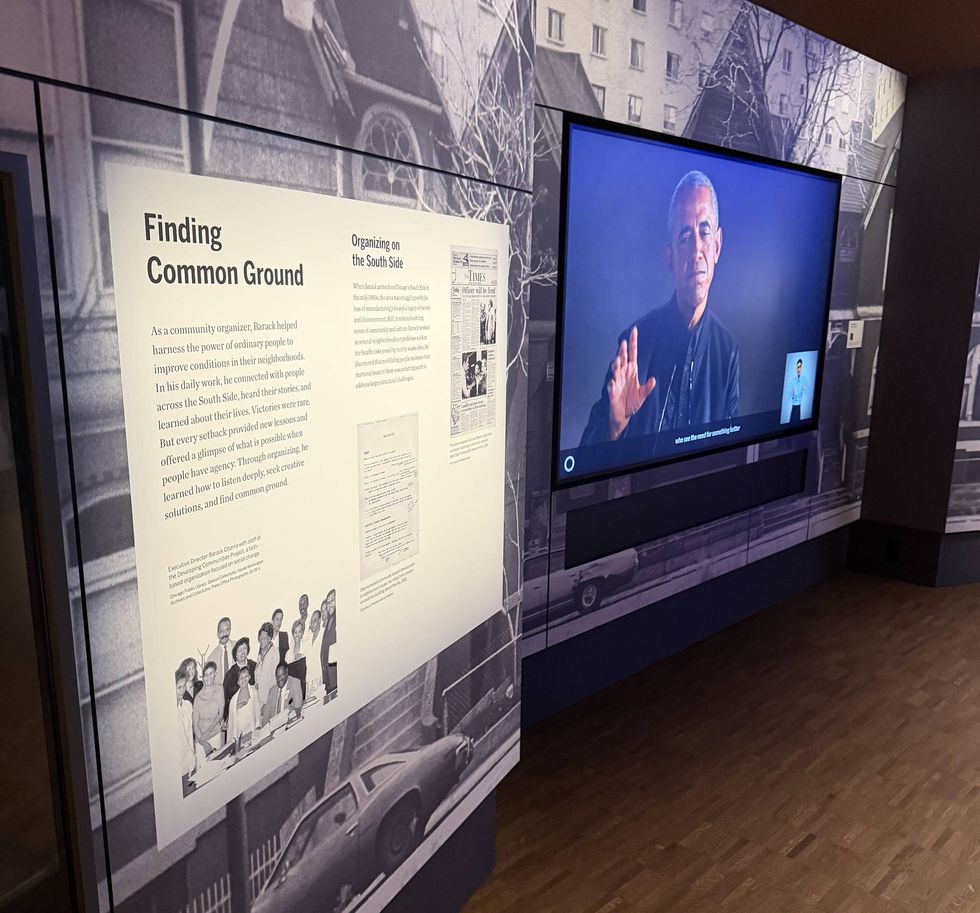 An image from an exhibit inside the museum at the Obama Presidential Center on Chicago's South side.