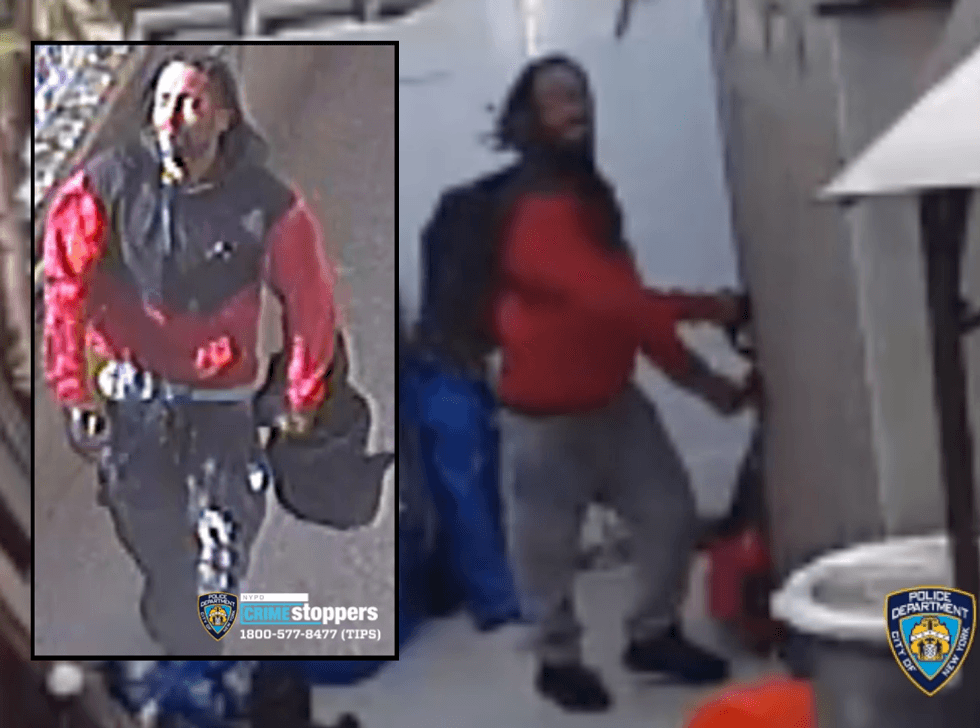 An image (inset) shows the suspect during the home invasion. Surveillance footage (right) shows the suspect breaking into a shed, police said