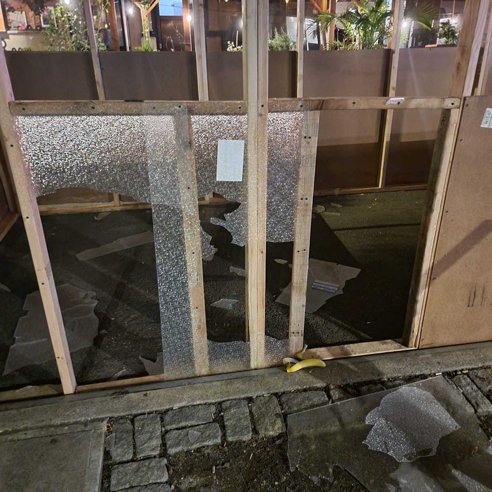 An image released by Chabad Israel Center show the damaged sukkah