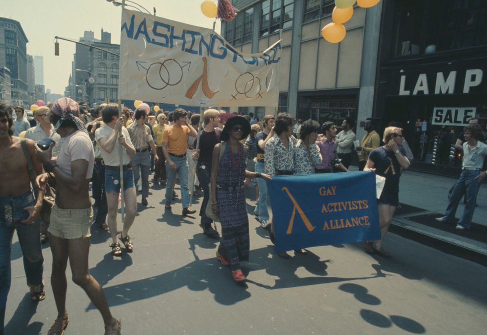 An LGBT parade on Christopher Street during Gay Liberation Day in 1971