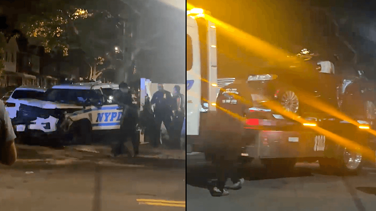 An NYPD cruiser and unmarked police car crashed at E. 24th Street and Avenue Z in Sheepshead Bay on Thursday night