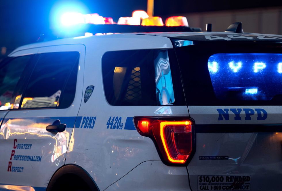 An NYPD vehicle is seen in Midtown. The NYPD has reported declines in major crimes this year