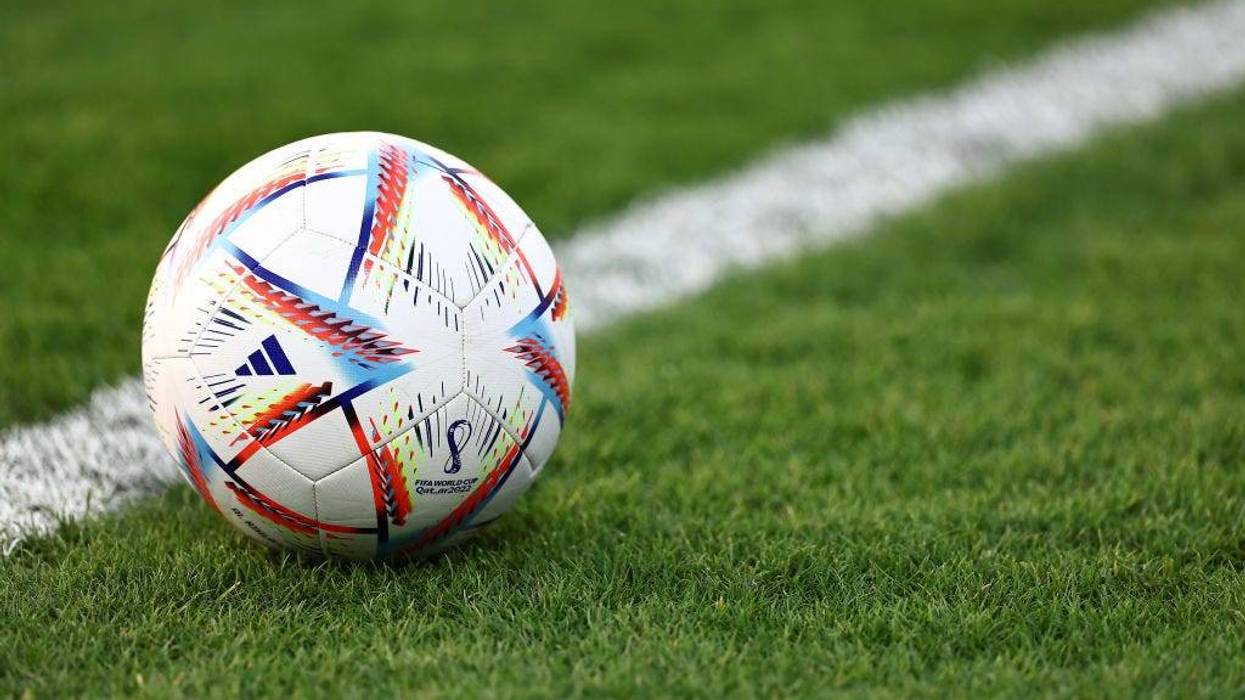An official match ball is seen during the Argentina Training Session at Qatar University training site 3 on November 18, 2022 in Doha, Qatar.