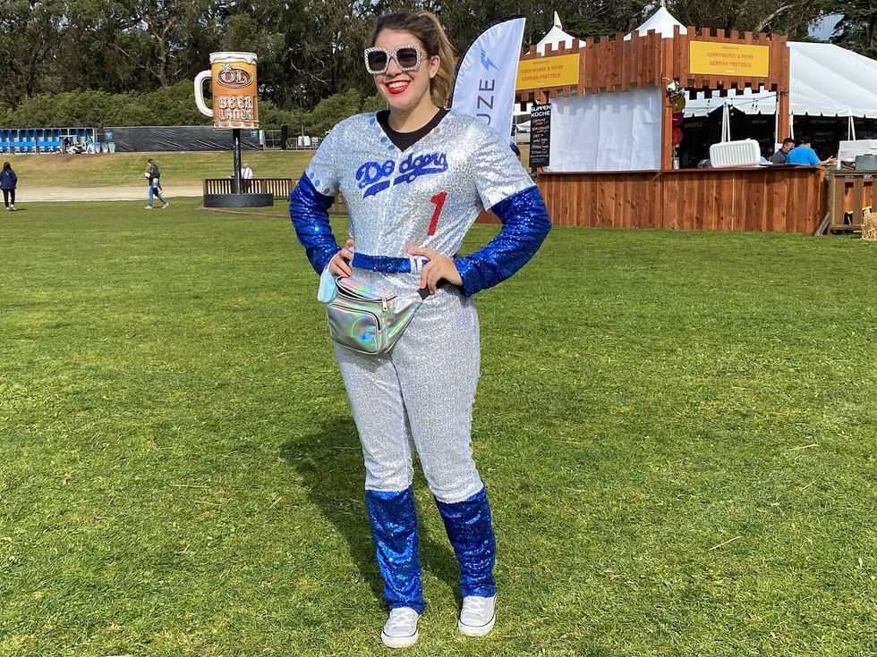 An Outside Lands attendee, Katie, dressed up as Elton John.