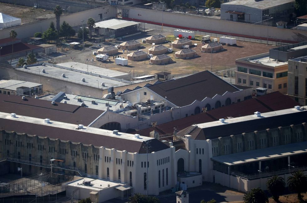 An overhead shot of San Quentin State Prison in Marin County.