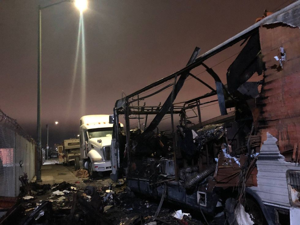 An RV on Wood Street has been completely gutted by fire. The owner