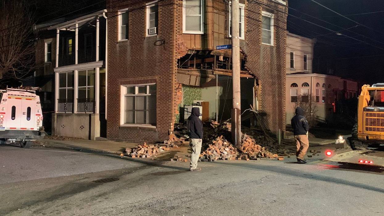 An SUV slammed into this building at the corner of Broad and Clifton streets in Collingdale.