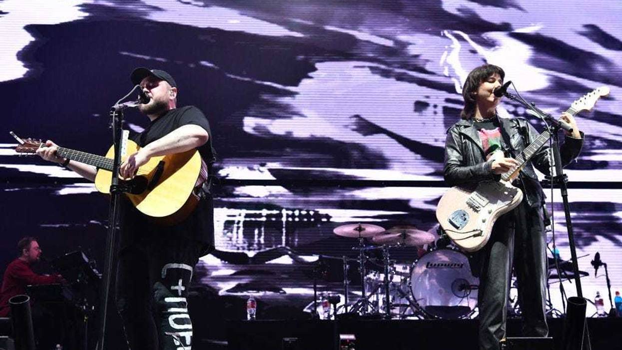 ANAHEIM, CALIFORNIA - DECEMBER 08: (L-R) Ragnar þórhallsson and Nanna Bryndís Hilmarsdóttir from Of Monsters and Men perform onstage during KROQ Absolut Almost Acoustic Christmas 2019 at Honda Center on December 8, 2019 in Anaheim, California. (Photo by E