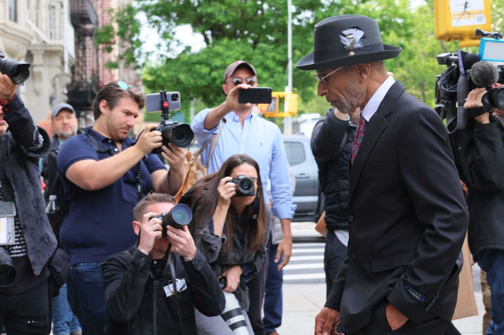 Andre Zachery, father of Jordan Neely, arrives for the public viewing and funeral service of his son at Mount Neboh Baptist Church on May 19, 2023