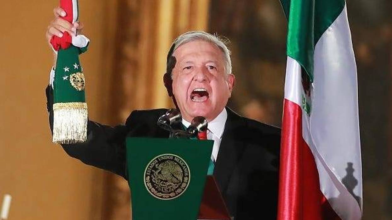 Andres Manuel Lopez Obrador, president of Mexico during the celebrations of Mexico's Independence Day at Zocalo on September 15, 2019 in Mexico City, Mexico. This event also known as 'El Grito' marks the first one of President Lopez Obrador's administrati