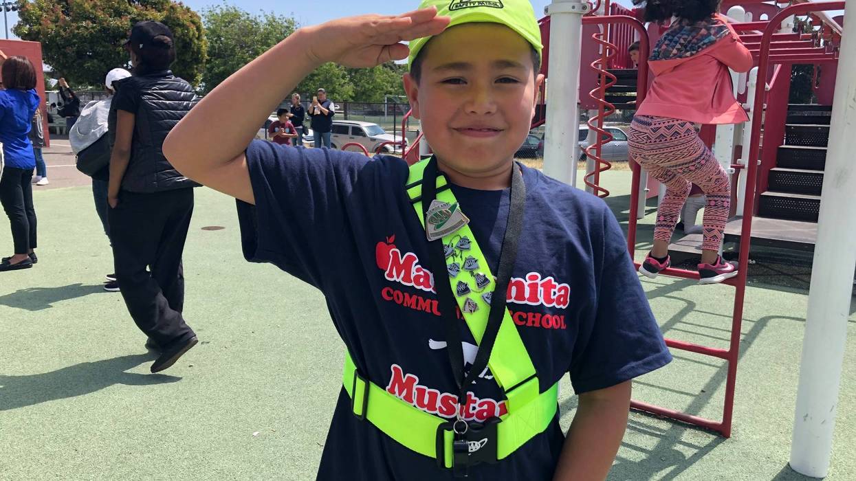 Andres Palencia, a 4th grader at Manzanita Community School in Oakland, was honored by AAA for saving a toddler who wandered into an intersection.
