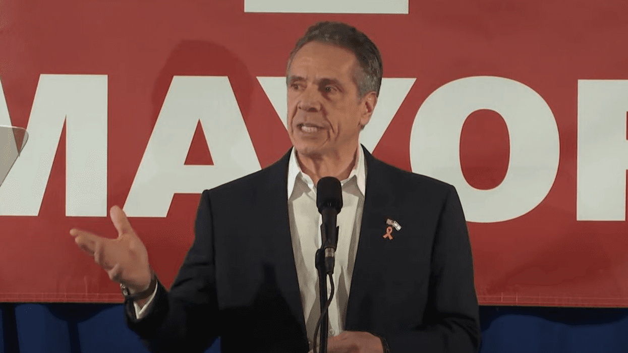 Andrew Cuomo speaks to the New York City District Council of Carpenters on Sunday, March 2, one day after announcing his campaign to be mayor of New York City.