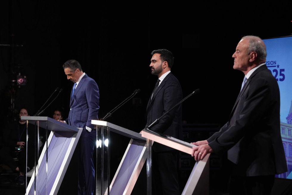 Andrew Cuomo, Zohran Mamdani and Curtis Sliwa debate in Long Island City on Oct. 22, 2025