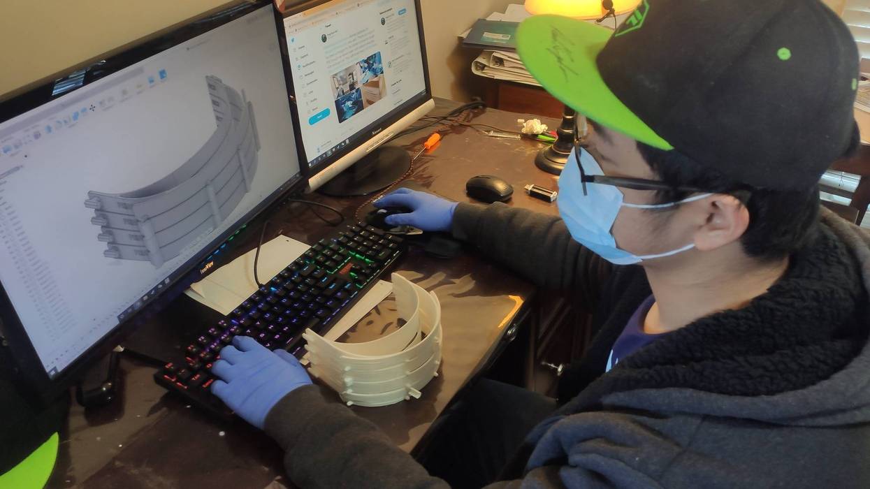 Andrew Yang 3D Printing face shields