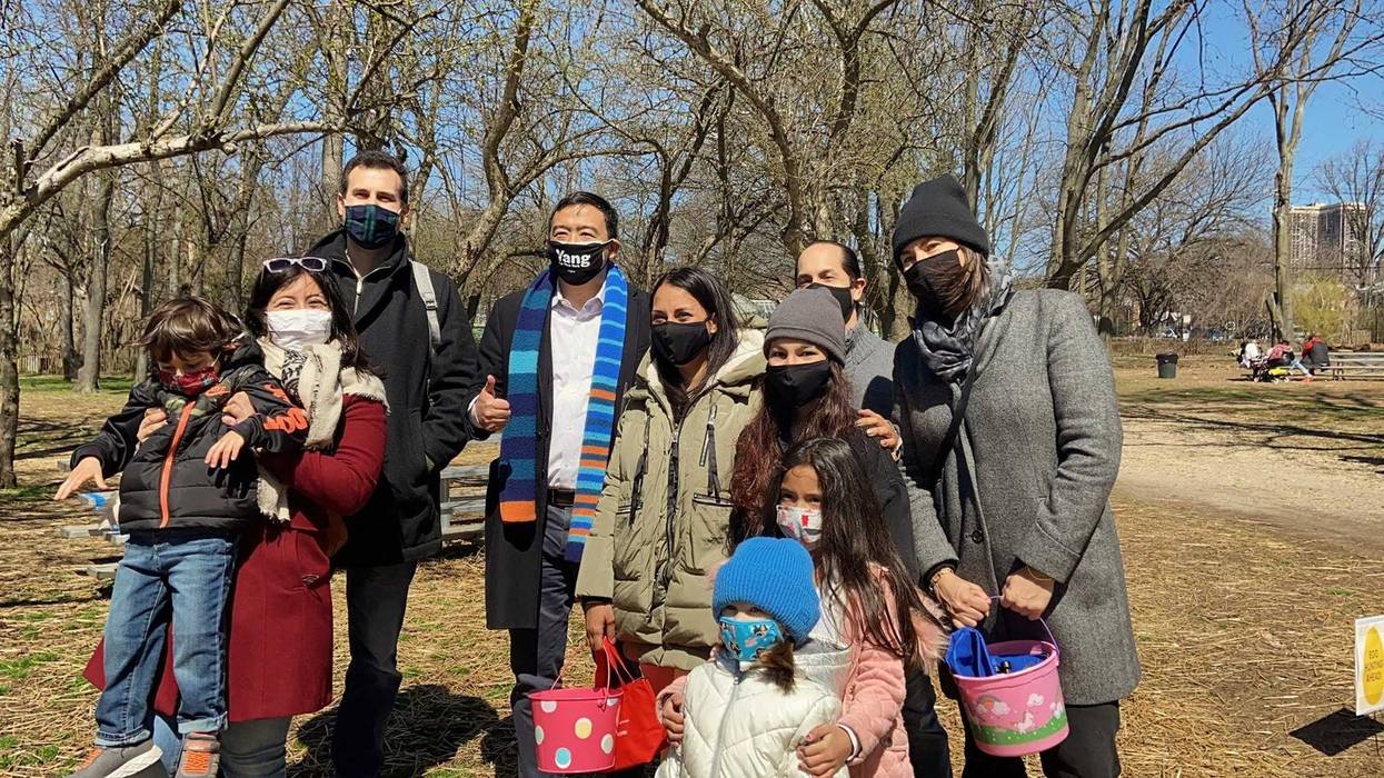 Andrew Yang in Queens on Saturday