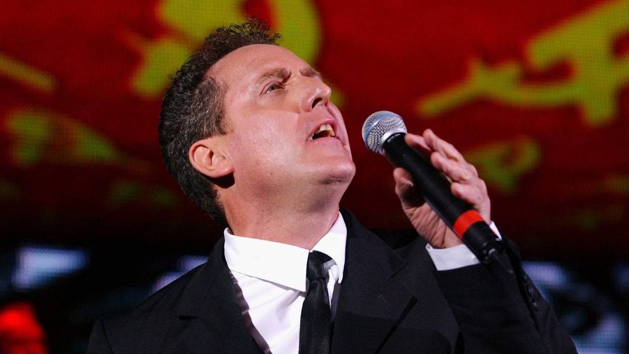 Andy McCluskey of Orchestral Manoeuvres In The Dark performs during the fourth night of a sold out reunion tour, featuring the original band line-up performing their classic album Architecture & Morality, at the Hammersmith Apollo on May 18, 2007 in London, England.